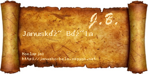 Januskó Béla névjegykártya